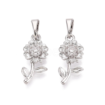 Brass Micro Pave Clear Cubic Zirconia Pendants KK-Q073-02P-1