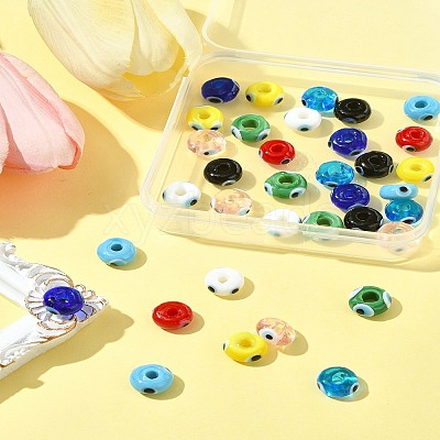 36Pcs 9 Colors Handmade Evil Eye Lampwork Beads LAMP-FS0001-23-1