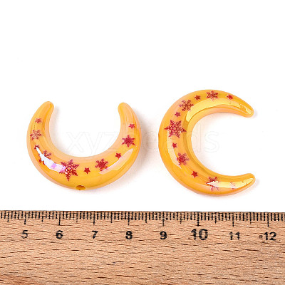 Christmas UV Plating Printed Opaque Acrylic Beads MACR-N018-07B-1