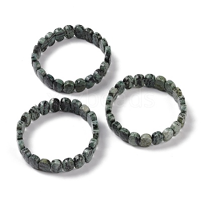 Natural Agate Oval Beaded Stretch Bracelet G-E010-01V-1