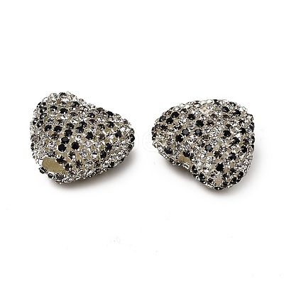 Sparkling Acrylic Heart Beads with Rhinestone Embellishment OACR-NH0001-02B-06-1