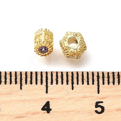 Brass Micro Pave Clear Cubic Beads KK-B135-06G-1