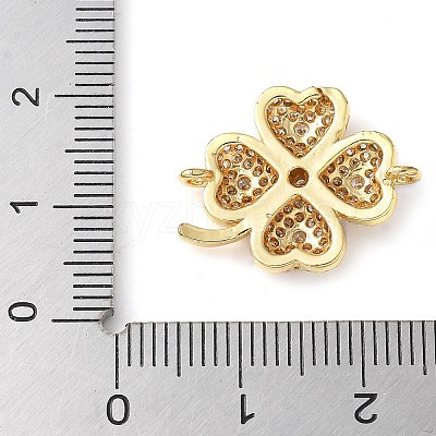 Brass Micro Pave Clear Cubic Zirconia Connector Charms KK-C086-04G-1
