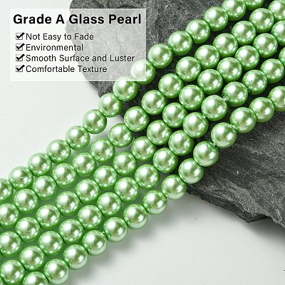Eco-Friendly Glass Pearl Beads Strands HY-A008-8mm-RB008-1