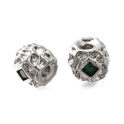 Brass Micro Pave Cubic Zirconia Beads KK-M318-39P-02-1