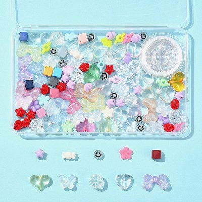 106Pcs 11 Styles Transparent Mixed Colors Acrylic Beads with Strong Stretchy Beading Elastic Thread OACR-FS0001-60-1