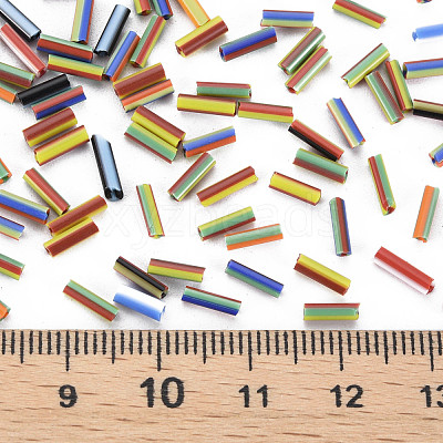 Opaque Colours Two Tone Seed Glass Bugle Beads SEED-T006-02A-06-1