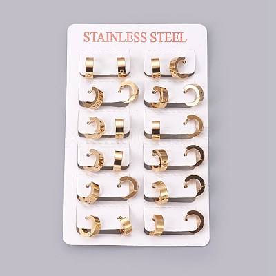 304 Stainless Steel Huggie Hoop Earrings EJEW-O087-09D-1