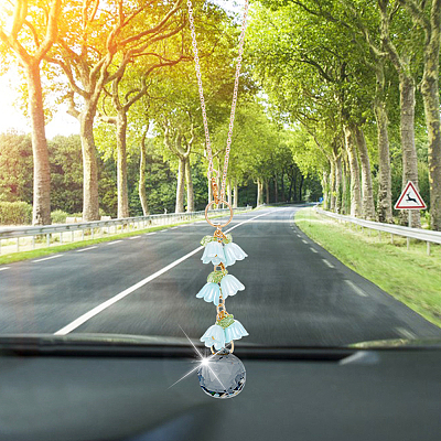 Glass & Resin Lily of the Valley Car Hanging Ornaments HJEW-DR00053-1