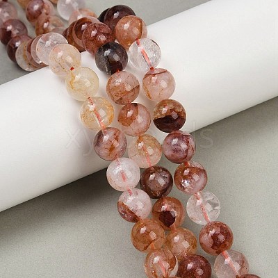 Natural Hematoid Quartz/Ferruginous Quartz Beads Strands G-U026-A09-10mm-1