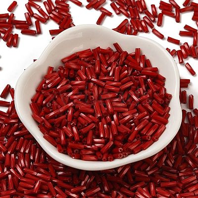 Baking Paint Glass Twist Bugle Beads SEED-C004-02J-1