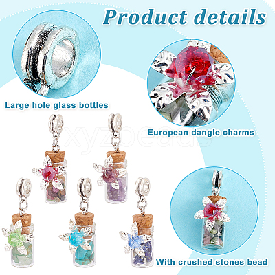 20Pcs Mixed Gemstone European Dangle Charms FIND-PH0020-43-1