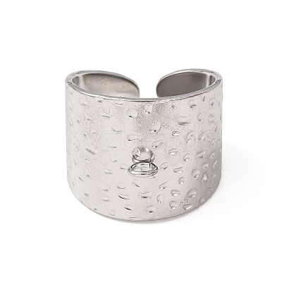 Textured 304 Stainless Steel Cuff Ring Settings SA-CBA7DC2-02P-1