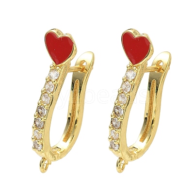 Brass Micro Pave Clear Cubic Zirconia Hoop Earring Findings EJEW-C185-01G-1