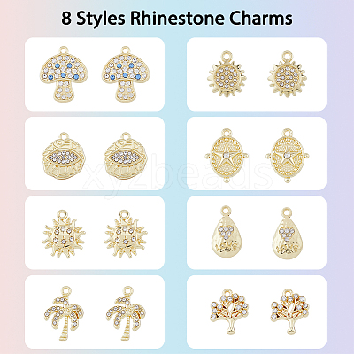 48Pcs 8 Styles Rack Plating Alloy Charms FIND-DC0002-78-1
