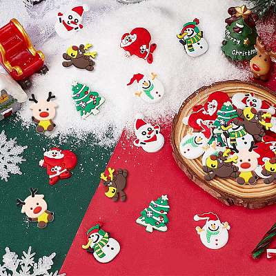 84Pcs 7 Styles Christmas Theme PVC Cabochons FIND-SC0011-36-1