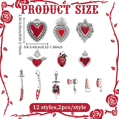 24Pcs 12 Styles Alloy Enamel Pendants FIND-HY0004-69-1