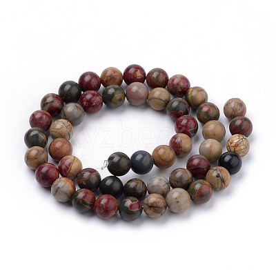 Natural Polychrome Jasper/Picasso Stone/Picasso Jasper Beads Strands G-S259-23-12mm-1