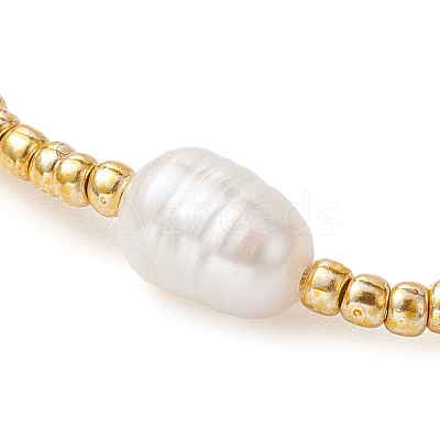 Natural Pearl & Seed Braided Bead Bracelets BJEW-JB09722-01-1