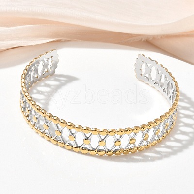 304 Stainless Steel Cuff Bangles for Women BJEW-D466-03GP-1