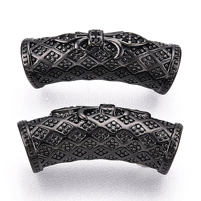 Brass Micro Pave Cubic Zirconia Tube Beads ZIRC-T004-60B-1