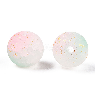 Frosted Baking Paint Crackle Glass Beads with Glitter Powder LS-DGLA-T004-01F-1
