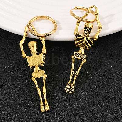 Alloy Skeleton Hoop Earrings EJEW-Z132-01AG-1