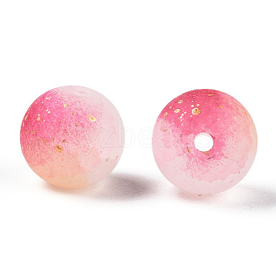 Frosted Baking Paint Crackle Glass Beads with Glitter Powder X-DGLA-T004-8mm-01A-1