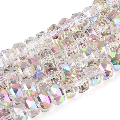 Electroplate Transparent Glass Beads Strands EGLA-N022-04A-D18-1