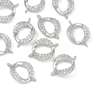 SHEGRACE Brass Micro Pave Clear Cubic Zirconia Connector Charms XGRQ3P221-601P-1