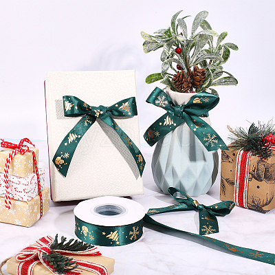1 Roll Christmas Printed Polyester Grosgrain Ribbons OCOR-CY0002-93-1