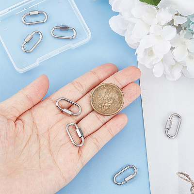 304 Stainless Steel Screw Carabiner Lock Charms STAS-UN0050-89P-1