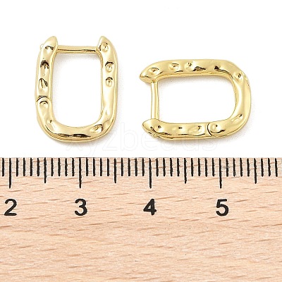 Textured Rectangle Brass Hoop Earrings EJEW-B007-02G-1