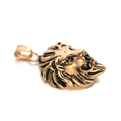 Lion Retro 304 Stainless Steel Pendants STAS-F011-38C-1