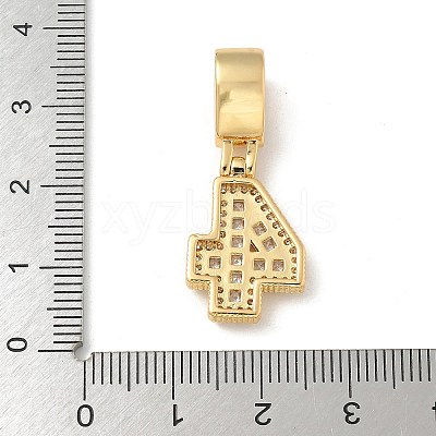 Brass Clear Cubic Zirconia European Dangle Charms LS-KK-R003-01G-04-1