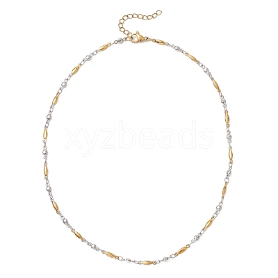 2Pcs 2 Styles Two Tone 304 Stainless Steel Bar Link Chain Necklaces for Women NJEW-JN05962-1