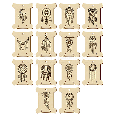 14Pcs 14 Style Plywood Thread Winding Boards WOOD-WH0060-02-1