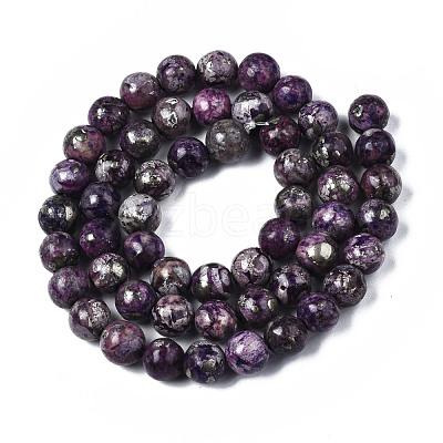 Assembled Synthetic Charoite and Pyrite Beads Strands G-S366-056-1