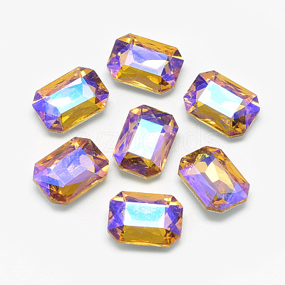 Pointed Back Glass Rhinestone Cabochons RGLA-T019-13x18mm-07-1