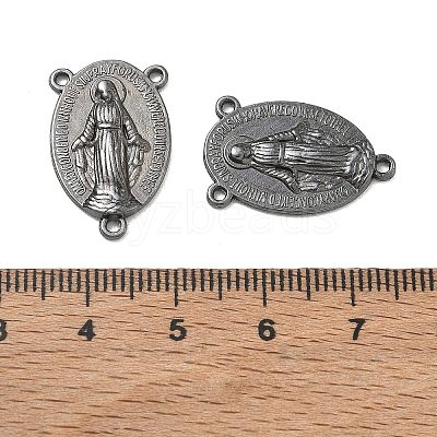 Holy Oval Carved Virgin Mary Tibetan Style Alloy Chandelier Component Links TIBEP-LF0961YKG-B-FF-1