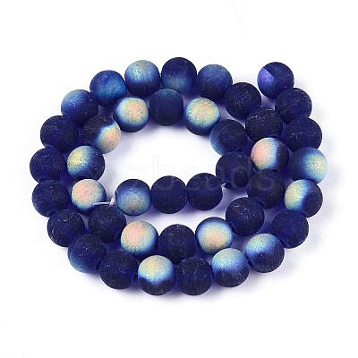 Frosted Transparent Glass Beads Strands GLAA-T032-T10mm-MBB15-1