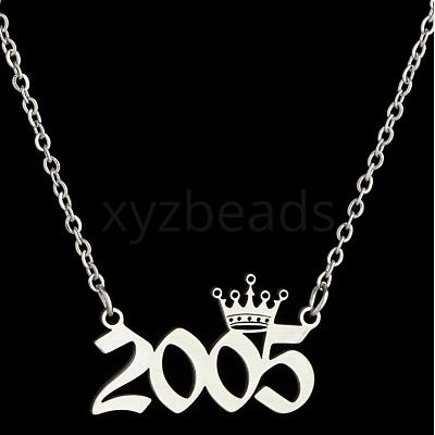 Crown Birth Year 201 Stainless Steel Pendant Necklaces for Women FS-WG4E8F2-66-1