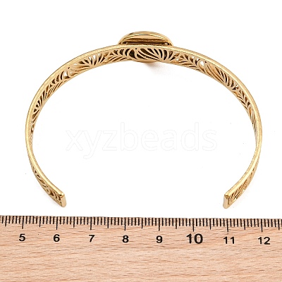 304 Stainless Steel Blank Cuff Bangle Bases with Flat Round Tray SA-CBA82C8-04A-G-1