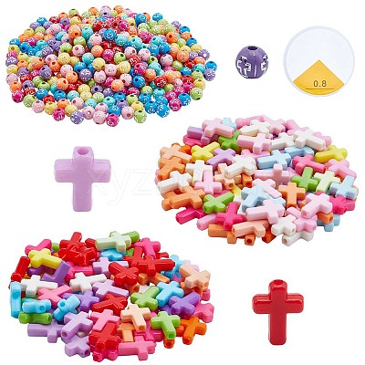 600Pcs 3 Styles Opaque Acrylic Beads SACR-PA0001-12-1
