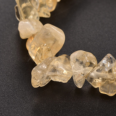 Chips Natural Citrine Beaded Stretch Bracelets X-BJEW-JB01826-08-1