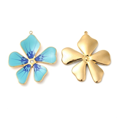 304 Stainless Steel Enamel Pendants STAS-K256-15G-02-1