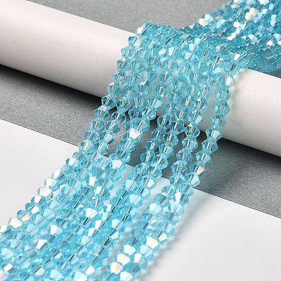 Transparent Electroplate Glass Beads Strands GLAA-F029-2mm-A20-1