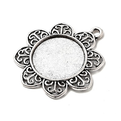 Tibetan Style Alloy Pendant Cabochon Settings TIBE-T003-03AS-NR-1