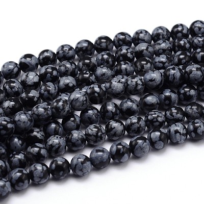 Natural Snowflake Obsidian Round Bead Strands G-J303-09-10mm-1