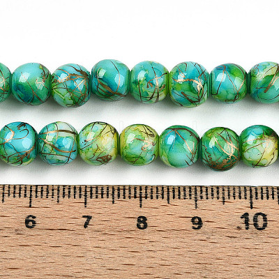 Baking Paint Glass Beads Strands DGLA-N003-8mm-B04-1